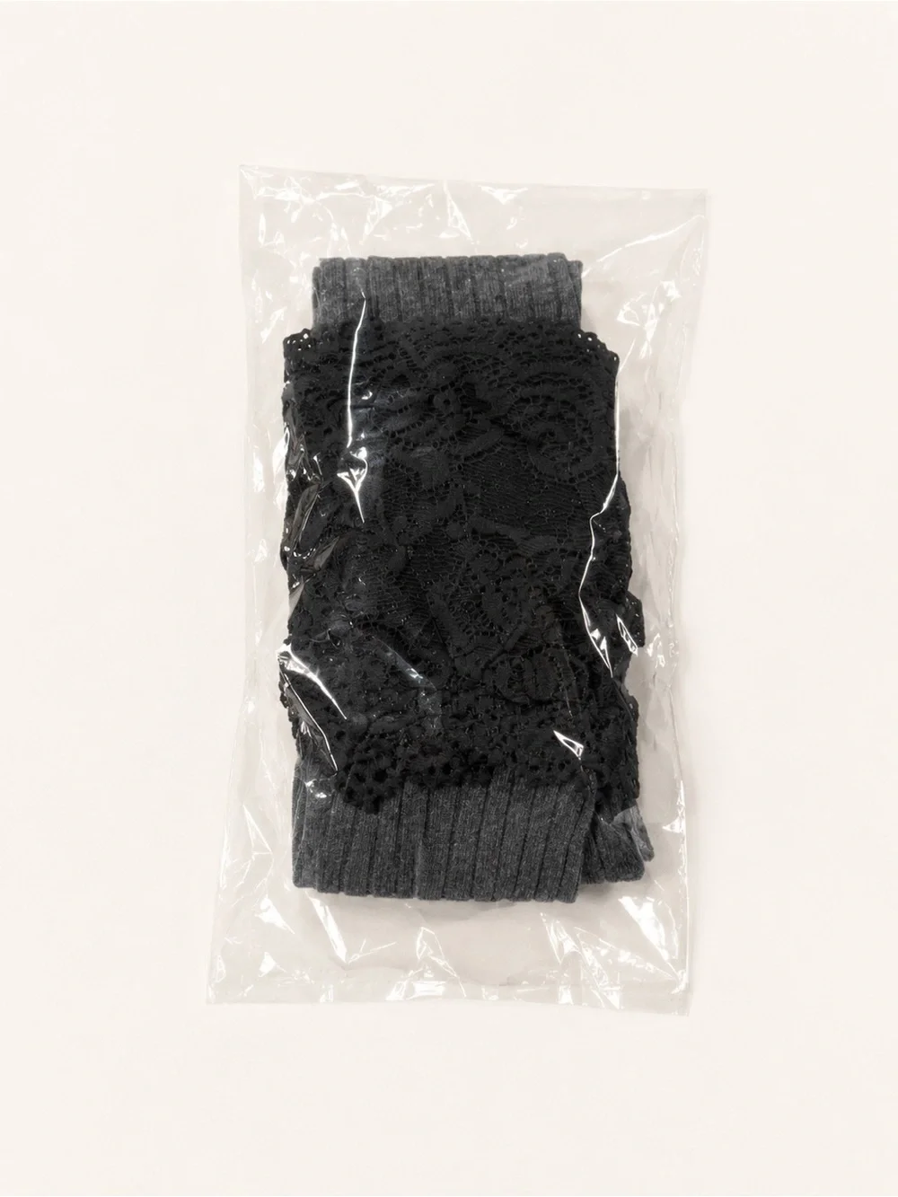 Ribbed Knee-High Socks with Black Lace Cuff for Women Charcoal NWT